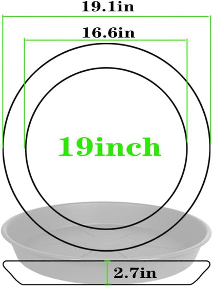 2 Pack of Plant Saucer Tray 19 inch, Heavy Duty Plastic Pot Plant Drip Trays Saucers for for Indoors Outdoor, Plant Water Tray for Planters 16-19" (19", Beige)