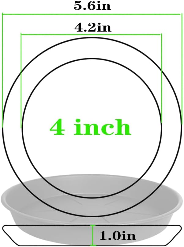 6 Pack of Plant Saucer 4 inch, Heavy Duty Plastic Pot Plant Drip Trays Saucers for Indoors Outdoor,Black