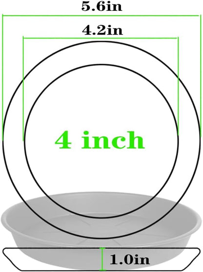 6 Pack of Plant Saucer 4 inch, Heavy Duty Plastic Pot Plant Drip Trays Saucers for Indoors Outdoor,Black