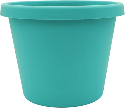 The HC Companies Prima Round Plastic Plant Pot w/Rolled Rim - Lightweight & UV Resistant Flower Pot for Herbs & More - Outdoor & Indoor Plant Pots w/Drainage (14 inch, Dusty Teal, Pack of 1)