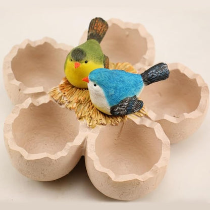 Fantasee Succulent Pot, Small Garden Pots with Drainage Hole, Resin Plants Flower Pots Miniature Ornaments for Home Office Decor (Bird's Nest)