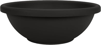 The HC Companies Shallow Planter with Drainage - Contemporary Garden Bowl Planter for Flowers, Herbs & More - Round Succulent Planter Pot for Indoors and Outdoors (13" Black, Pack of 1)