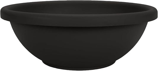 The HC Companies Shallow Planter with Drainage - Contemporary Garden Bowl Planter for Flowers, Herbs & More - Round Succulent Planter Pot for Indoors and Outdoors (13" Black, Pack of 1)