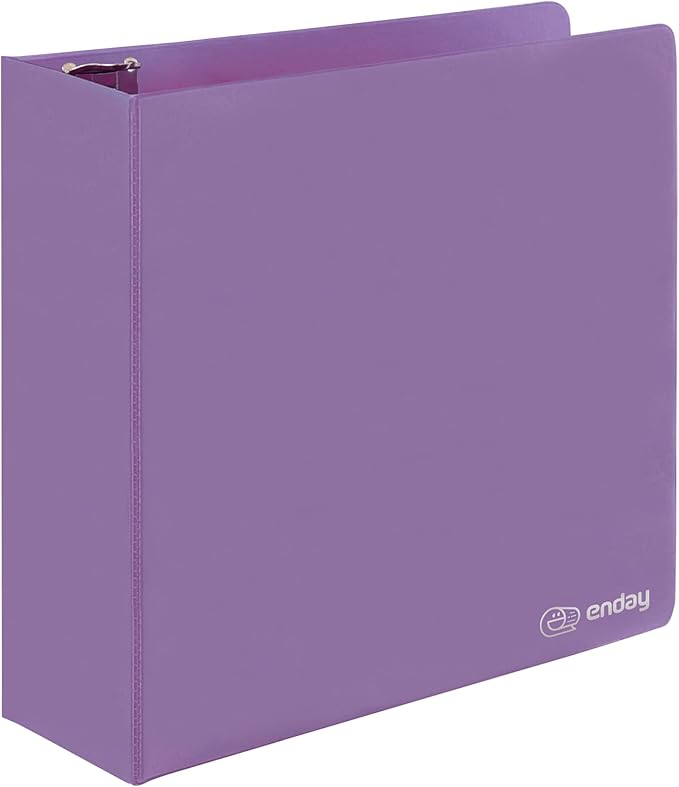 Enday 3 Inch Binder 3 Ring Binders Purple, Slant D-Ring 3” Clear View Cover with 2 Inside Pockets, Heavy Duty Colored School Supplies Office and Home Binders