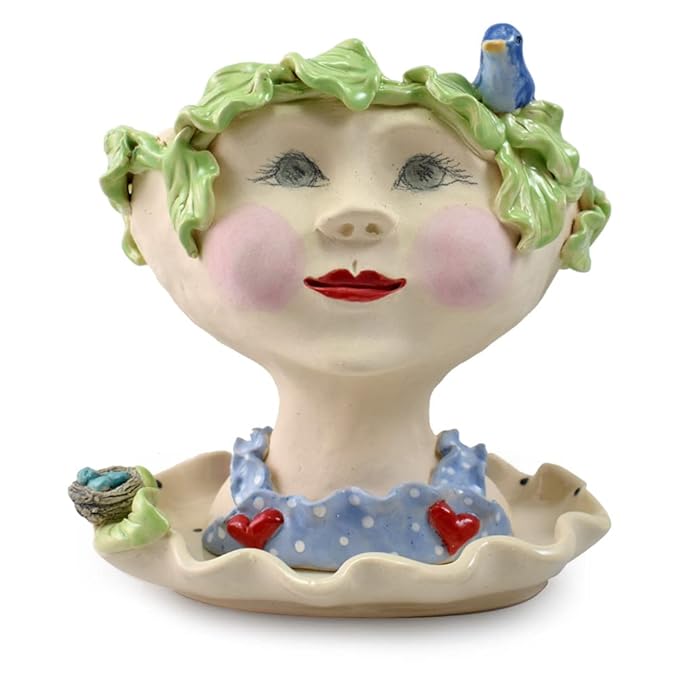 Modern Artisans Victorian Lovelies Sculpted Indoor Head Planter: Fetching Flora Version, 7.5", Handmade in The USA