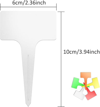 100Pcs T-Type Plant Tags，Waterproof Thick Plastic Plant Makers，6 x10cm Nursery Garden Labels(Multicolor) (SZ-BC610T) (Pack of 2)