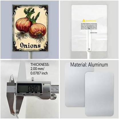 Uptell Vegetable Garden Onions Yard Sign Label With Stake Plant Markers For Outdoor Plants Waterproof 8x12inch Nursery Garden Outdoor Sign