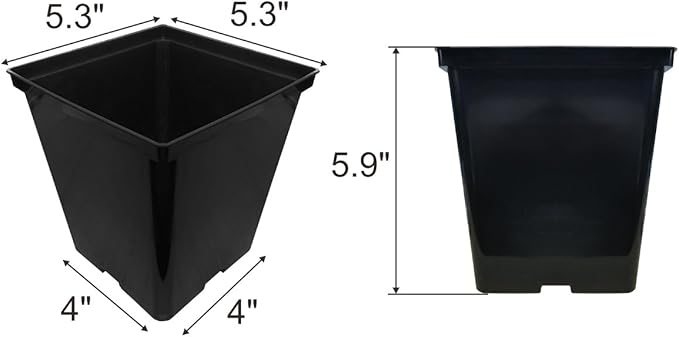 1/2 Gallon Square Nursery Pots 48PCS Black Thick Durable Plastic Flower Pots with Drainage Holes, Reusable Seedling propogation Starter Pots for Indoor Plants, Transplanting, Succulents