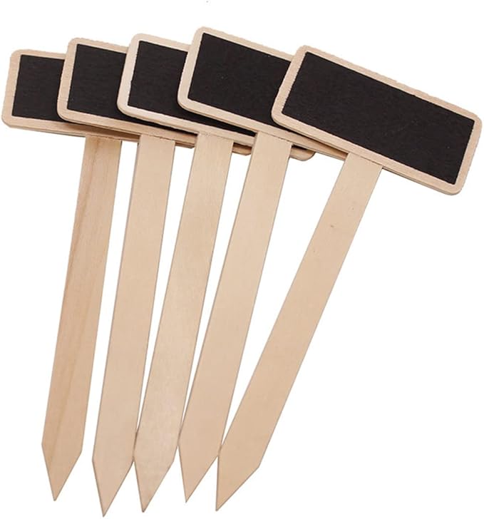 20 Pieces Mini Wooden T-Type Plant Labels Garden Plant Markers Chalkboard Stakes Gardening Plant Labels Signs for Flower Bed, Pots, Planters Wooden Garden Markers