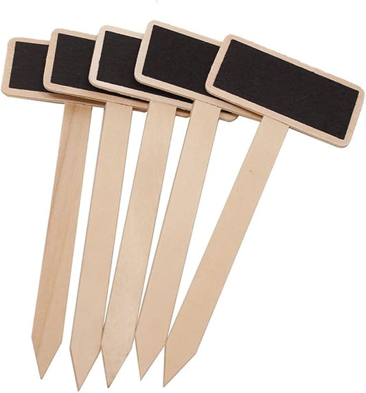 20 Pieces Mini Wooden T-Type Plant Labels Garden Plant Markers Chalkboard Stakes Gardening Plant Labels Signs for Flower Bed, Pots, Planters Wooden Garden Markers