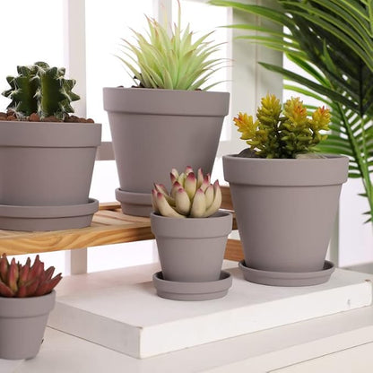 Yishang 12-Pack Grey Terra Cotta Pots with Saucer, 3-Inch, Great for Indoor Plants, Crafts, Wedding Favors