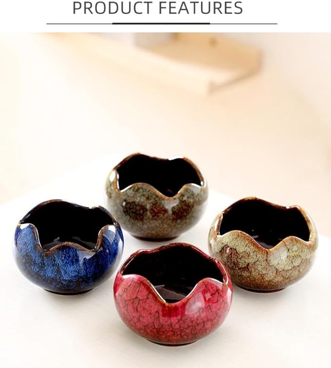 YYW Succulent Pots Small Flower Pots with Drainage Hole Ceramic Planters for Indoor Plants Stylish Plant Pots in Egg Broken Shell Design for Home Office Decor Shallow Plant Pots for Plant Lovers Gifts