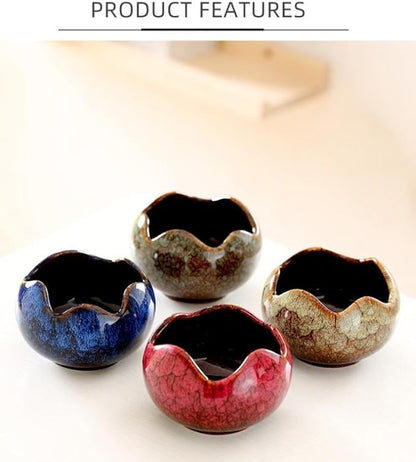 YYW Succulent Pots Small Flower Pots with Drainage Hole Ceramic Planters for Indoor Plants Stylish Plant Pots in Egg Broken Shell Design for Home Office Decor Shallow Plant Pots for Plant Lovers Gifts