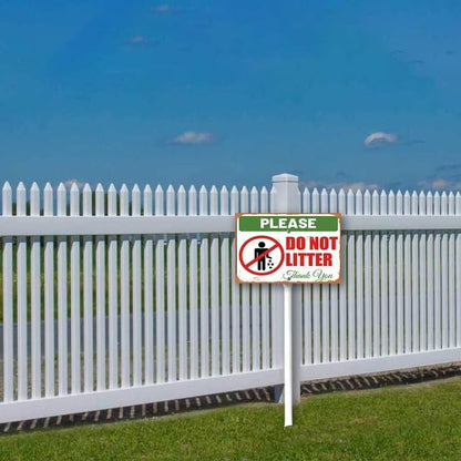 8 x 12 inch Please Do Not Littering Yard Sign Stakes Outdoor Lawn Yard Signs