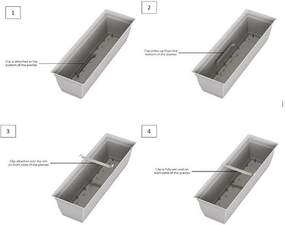 The HC Companies 24 Inch Eclipse Window Planter Box with Drainage Holes & Attached Saucer, Lightweight UV-Resistant Plastic Indoor Outdoor Planters, 2-Pack Flower Box for Garden Home Decor, Warm Gray