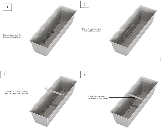 The HC Companies 30 Inch Eclipse Window Planter Box with Drainage Holes & Attached Saucer, Lightweight UV-Resistant Plastic Indoor & Outdoor Planters, 2-Pack Flower Box for Garden & Home Decor, White