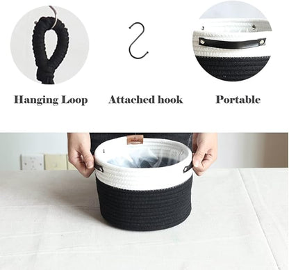 Indoor Hanging Flower Pot Basket,Party Wedding Home Garden Hanging Planter, Waterproof Lining Hydroponic Plant Pot-Black