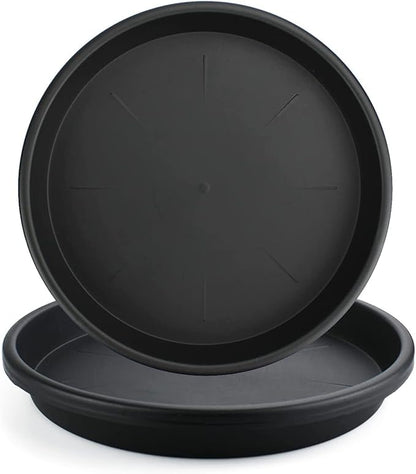 Lechay Black Plant Saucer for Indoors,3 Pack 12inch Plastic Flower Plant Pot Saucer, Plastic Plant Saucer Drip Trays for Indoor and Outdoor Plants(3)