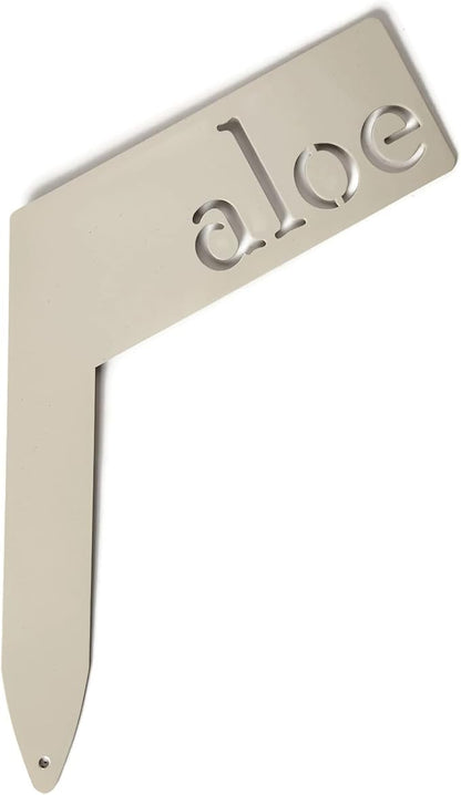 Planter Size Small Metal Garden Plant Vegetable Flower or Herb Markers 13.5 Inches Tall (aloe, Cream)