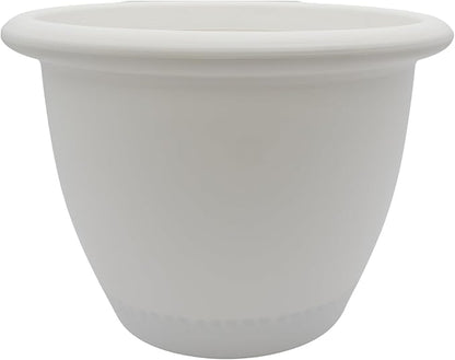 The HC Companies Sevilla Flower Planters - Durable Outdoor & Indoor Planter - Round Lightweight Self Watering Plant Pots for Herbs & More (14" White, Pack of 1)