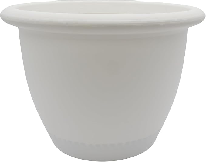 The HC Companies Sevilla Flower Planters - Durable Outdoor & Indoor Planter - Round Lightweight Self Watering Plant Pots for Herbs & More (16" White, Pack of 1)