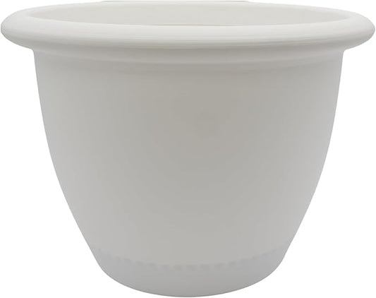The HC Companies Sevilla Flower Planters - Durable Outdoor & Indoor Planter - Round Lightweight Self Watering Plant Pots for Herbs & More (16" White, Pack of 1)