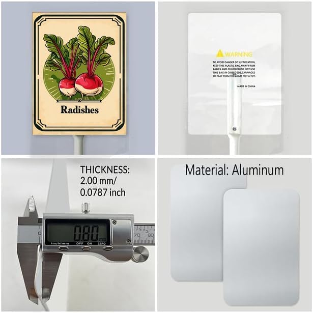 Uptell Vegetable Garden Radishes Yard Sign Label With Stake Plant Markers For Outdoor Plants Waterproof 7x8.8inch Nursery Garden Outdoor Sign