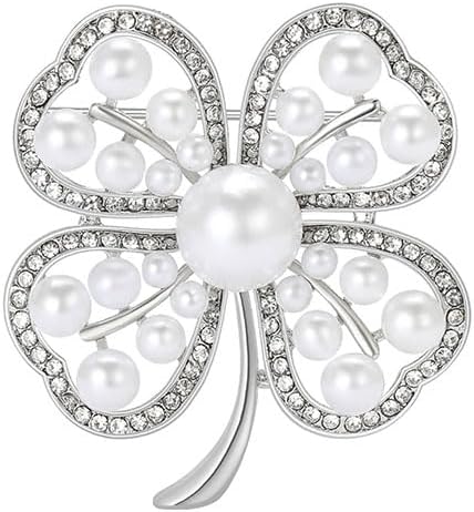 St.Patrick's Day Brooches for Women Dainty Crystal Four Leaf Lapel Pin Shamrock Hat Brooch Pins Irish Enamel Brooches Irish Holiday Costume Accessory Jewelry