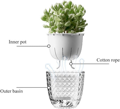Self Watering Pots for Indoor Plants, Flower Pots, Self Watering Plant Pot-3pcs 6inch Clear