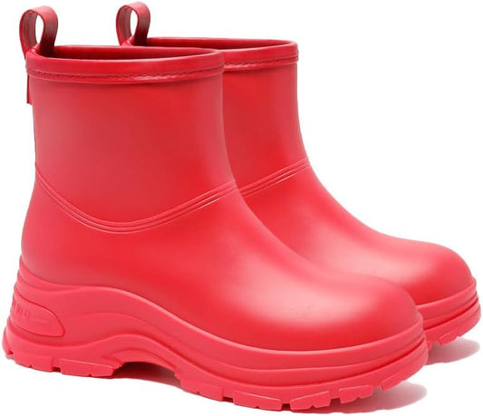 Women's Waterproof Chelsea Ankle Rain Boots, Slip-On Style, Outdoor Weather Protection