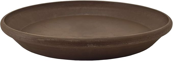 PSW Pot Collection AP35C 14-inch Plastic/Stone/Wood Composite Plant Saucer Drip Tray – No Drainage Hole (Drillable), Indoor/Outer Water Tray, Chocolate