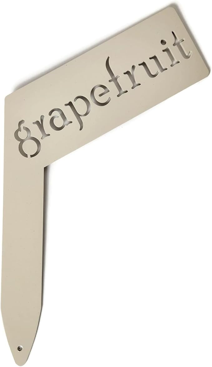 Planter Size Small Metal Garden Plant Vegetable Flower or Herb Markers 13.5 Inches Tall (grapefruit, Cream)