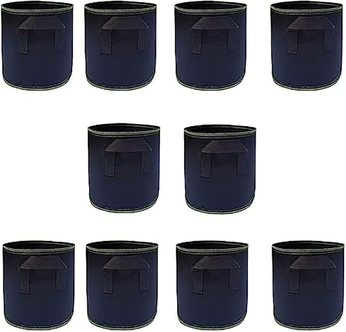 Ulalaza 10PCS Potato Grow Bags with Flap Plant Grow Bags Fabric Multi Ribbon Potato Bag Tomato Vegetable Growth Non-Woven Felt Planting Bag Transparent