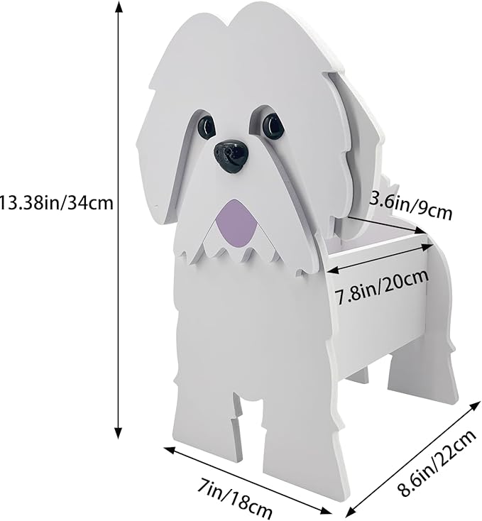 Light Of The City Dog Planter Plant Pot, Flower Pot Planter Pots for Outdoor Garden Decoration, Shih Tzu Gifts White Plant Storage Container Holder Office Home Indoor Decor Gift for Dog Lovers