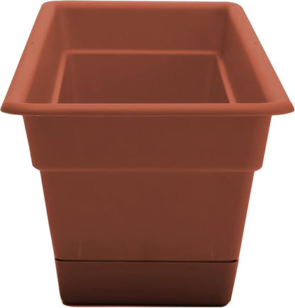 Bloem Dura Cotta 18" Terra Cotta Resin Rectangle Window Box Planter with Saucer Tray for Indoor and Outdoor Gardening