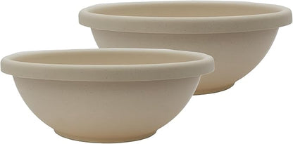 The HC Companies 20 Inch Shallow Garden Bowl Plant Pot w/Drainage, Lightweight UV-Resistant Plastic Planters for Succulents, Herbs & More, 2-Pack Planters for Indoor Outdoor Home Decor, Cottage Stone