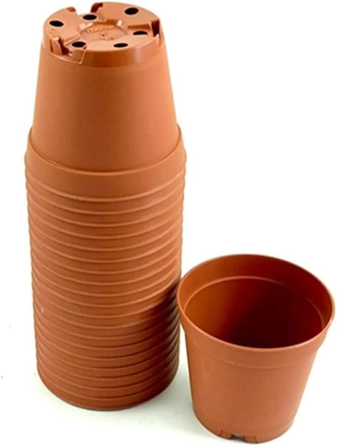 serazat 50 Pack Mini Brown Plastic Plant Pots – 2.16 x 1.97 Inch Nursery Pots for Small Plants, Succulents, Flowers – Ideal for Home & Office Decor