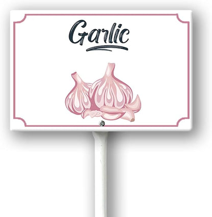 Boylee Aluminum Garden Signs With Stake - 8x12inch - Garlic - Modern Style - Weatherproof & Long Lasting