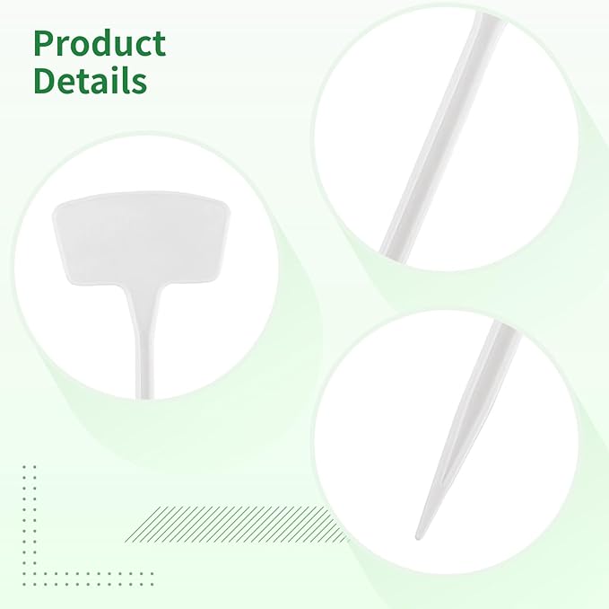 White Plant 100 Pcs Markers 27 Cm/10.63 in, Large for Outdoor Garden, T-Type Tags Waterproof Garden, Reusable Labels Plastic, Ideal Outdoor for Identification Plant