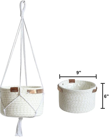 Indoor Hanging Flower Pot Basket,Party Wedding Home Garden Hanging Planter, Waterproof Lining Hydroponic Plant Pot-Glitter White