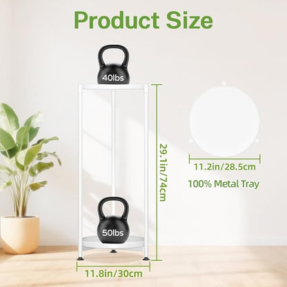 iDavosic.ly 2 Tier Corner Plant Stand Indoor, Tall Vertical Metal Flower Heavy Duty Pot Holder Shelf Outdoor for Patio Porch Living Room, White - Round