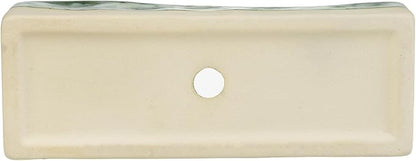 MyGift Rectangular Succulent Planter - Decorative Beige and Green Ceramic Glazed Plant Container Pot with Removable Bamboo Tray