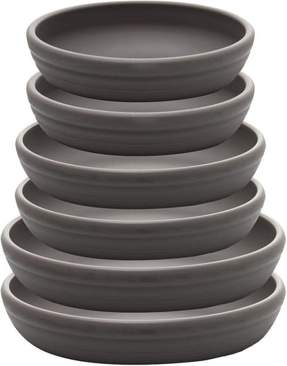 SAROSORA Round Plastic Plant Saucer Drip Tray 7" Set of 6 for Indoor Outdoor Home Garden Flower Plant Container Flower Pot Pallets ((5.8''+7"+8'') x2, Dark Grey)