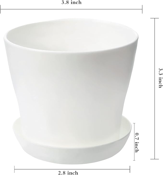 TDHDIKE 10 Pcs Plastic Planters Indoor Flower Plant Pots, Mini Flower Seedlings Nursery Pot/Planter/Flower Pot with Pallet, Modern Decorative Gardening Containers (White)