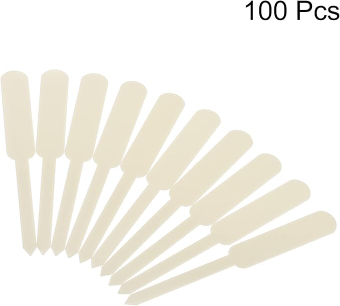 PATIKIL Plant Labels, 100Pcs PP Rectangle Marker Tags for Outdoor Indoor Garden, Beige