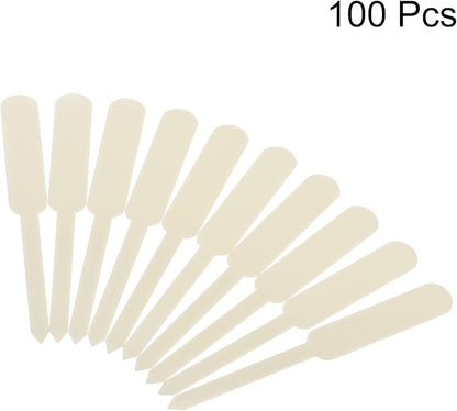 PATIKIL Plant Labels, 100Pcs PP Rectangle Marker Tags for Outdoor Indoor Garden, Beige