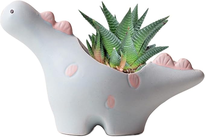 HVEST Dinosaur Shaped Planter, Cute Funny Blue Animal Dinosaur Succulent Cactus Plant Pots for Family Friends, Mini Dinosaur Ceramic Planters for Indoor Home Office Garden Desktop Decoration
