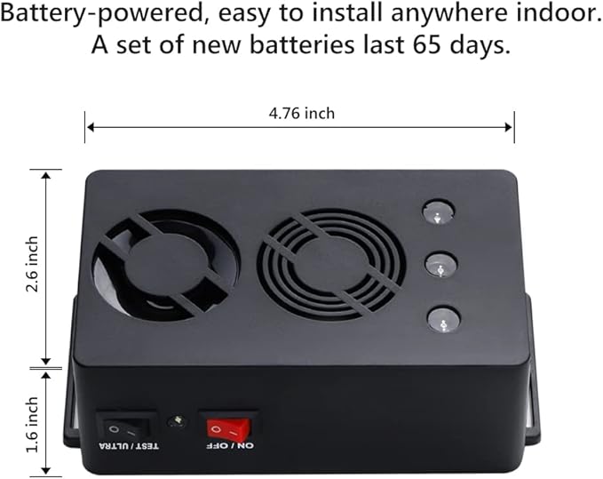 Ultrasonic Rodent Repellent Battery Operated Mouse Repellent for Car Engines Pest Repeller Rat Mice Deterrent with Strobe Lights Under Hood Animal Repeller 1Pack