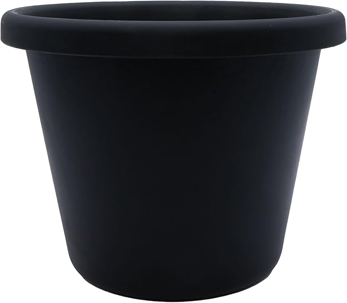 11.5 inch Round Classic Planter - Plastic Plant Pot for Indoor Outdoor Plants Flowers Herbs, Black