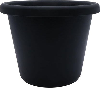 11.5 inch Round Classic Planter - Plastic Plant Pot for Indoor Outdoor Plants Flowers Herbs, Black